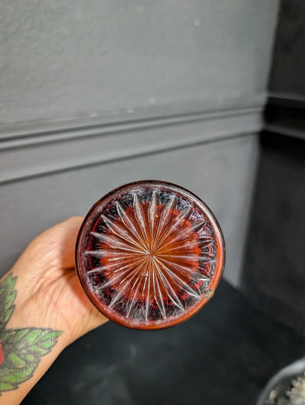 Rare Vintage Carnival Ripple Glass Marigold/Orange iridescent Imperial Vase Deco